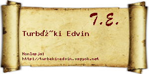 Turbéki Edvin névjegykártya